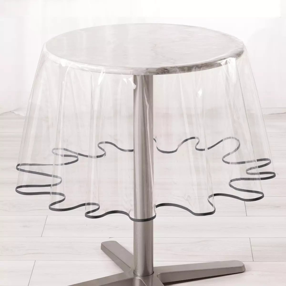 Nappe ronde toile cirée transparente (D180 cm) Garden Anthracite 1