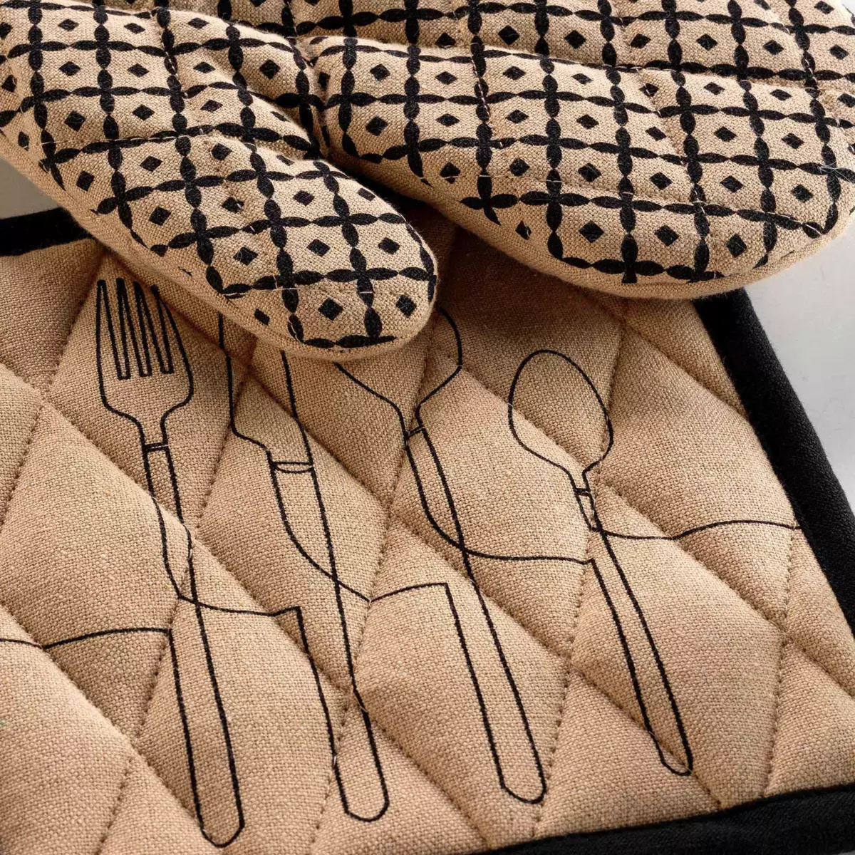 Gant et manique coton recyclé Cuisiline Beige 4