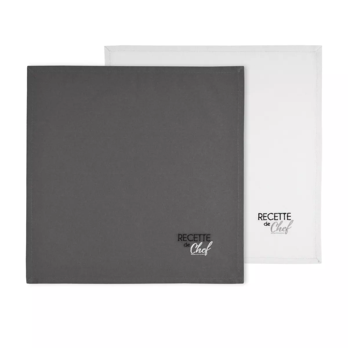 Lot de 2 serviettes coton Duo Gris foncé 1