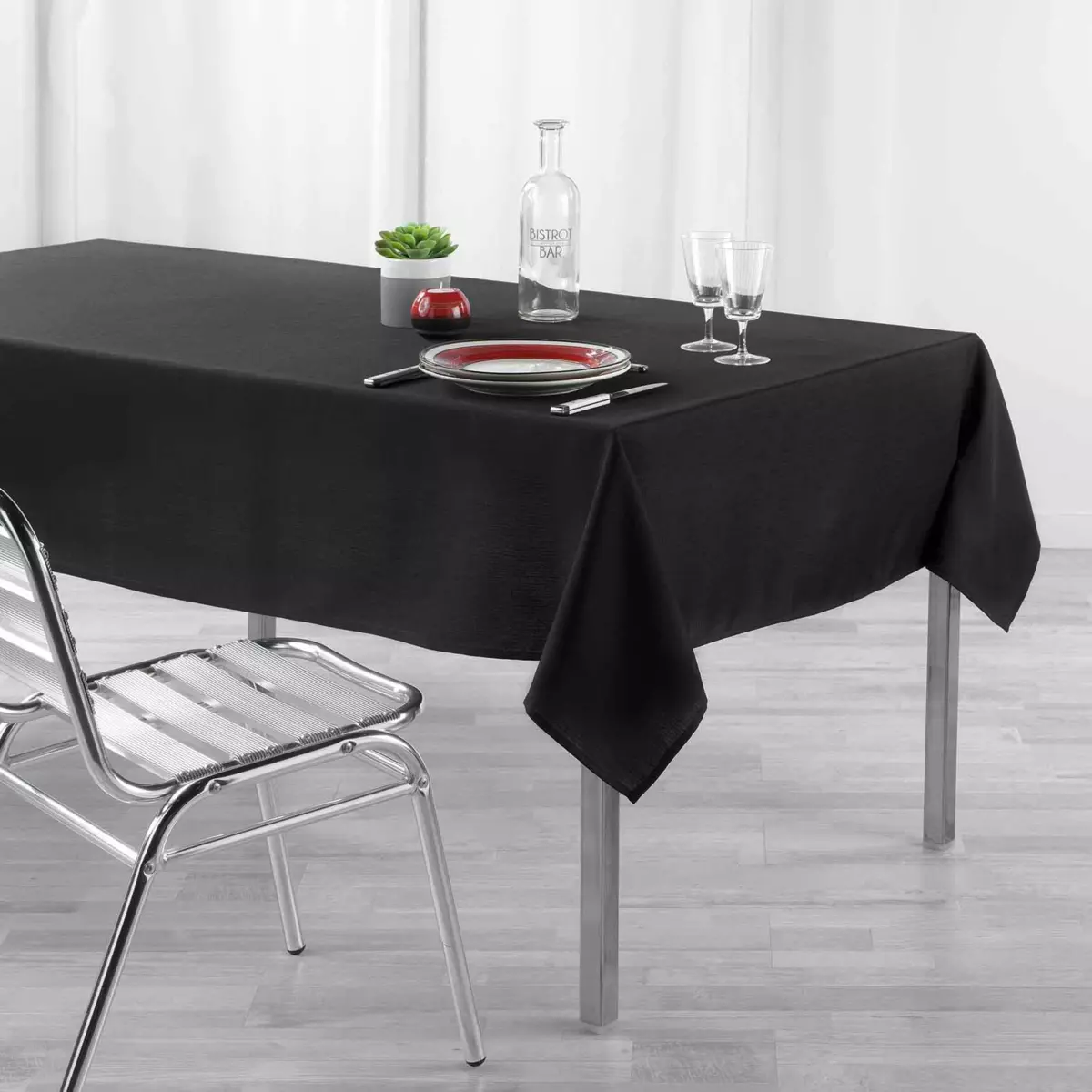 Nappe rectangulaire enduite (L250 cm) Newton Noire 1