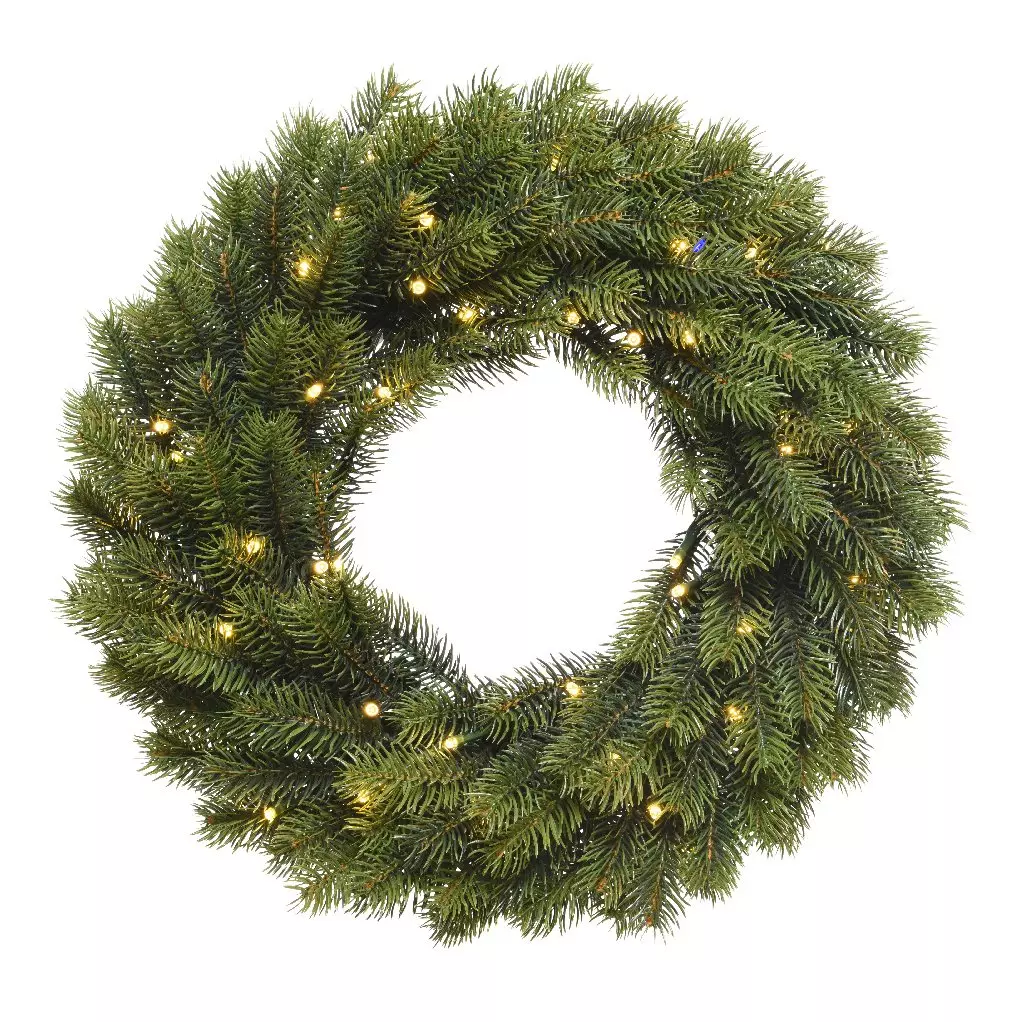 Corona de Navidad luminosa Asarum Blanco cálido 2