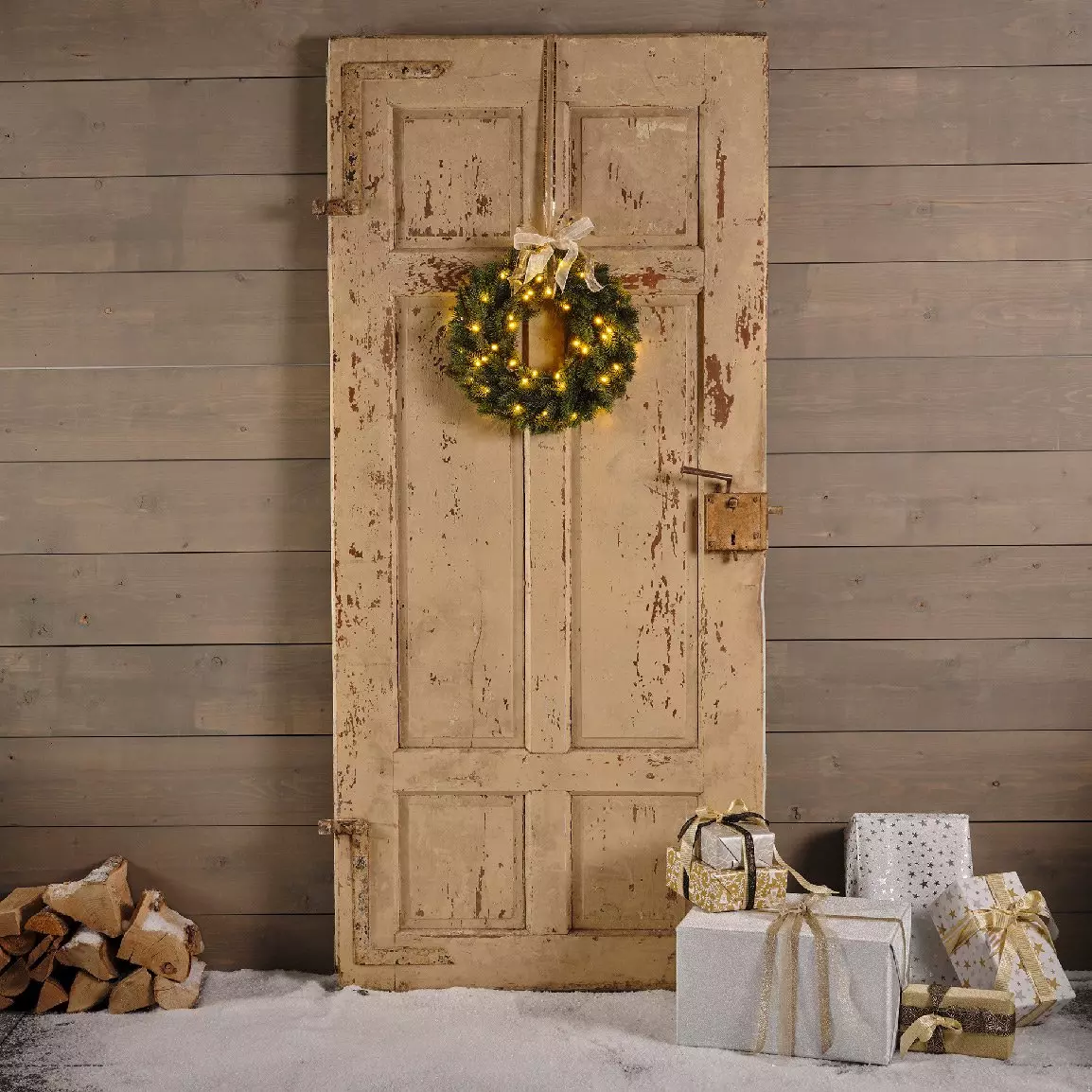 Couronne de Noël lumineuse Asarum Blanc chaud 3