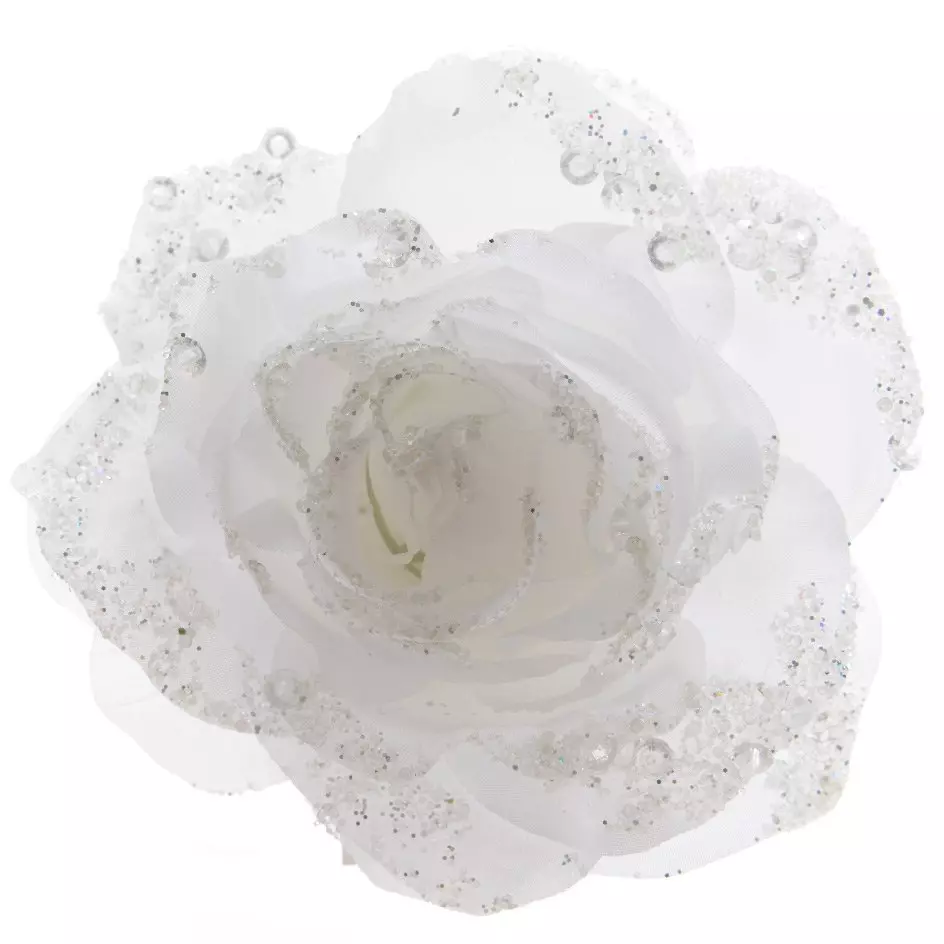 Fiore decorativo con pinza Rosace Bianco 1