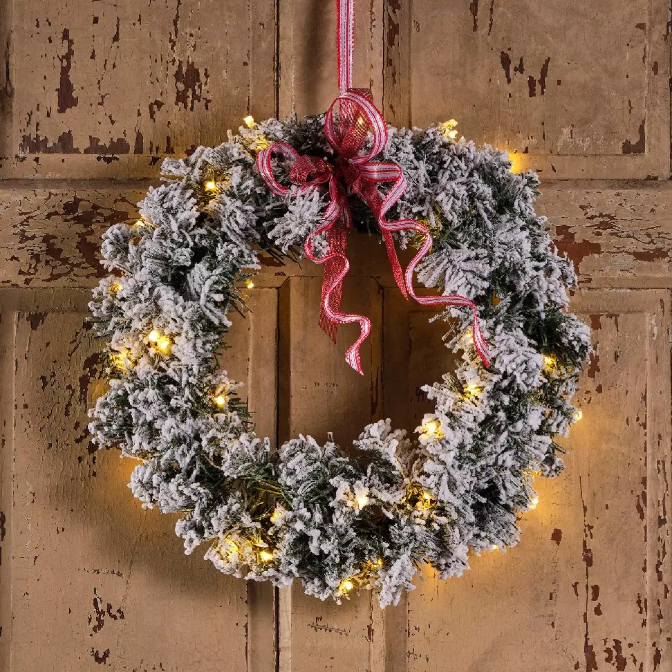 Couronne de Noël lumineuse Royal 50 cm vert enneigé  Blanc chaud 1