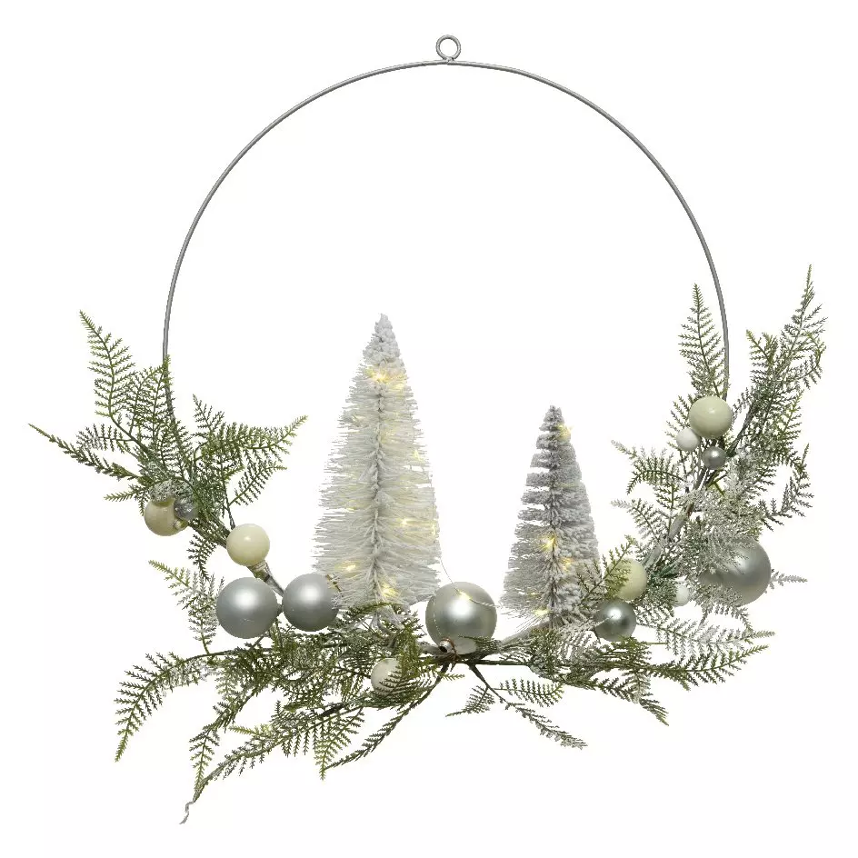 Couronne de Noël lumineuse Sapin hivernale Argent 2