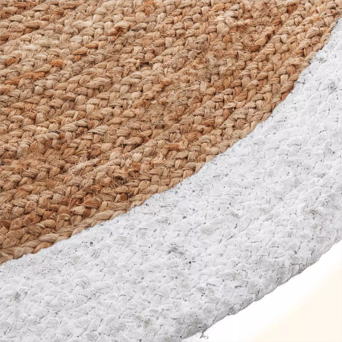 Tapis de salon jute (D120 cm) Bord Blanc 4