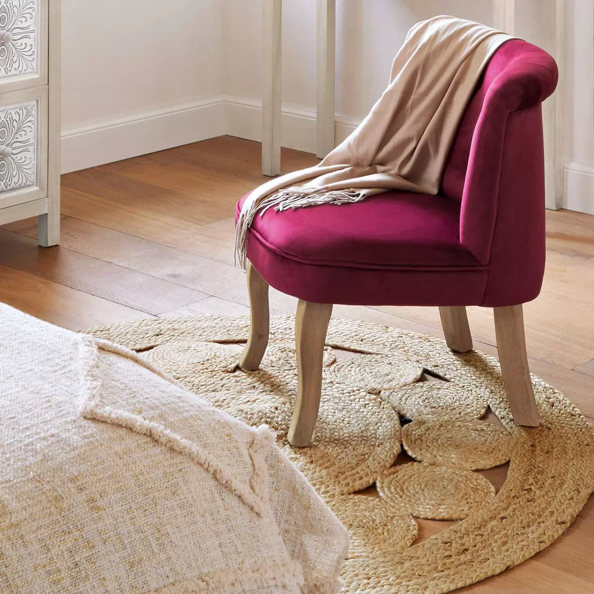 Tappeto juta (Ø120 cm) Vent Beige naturale 1