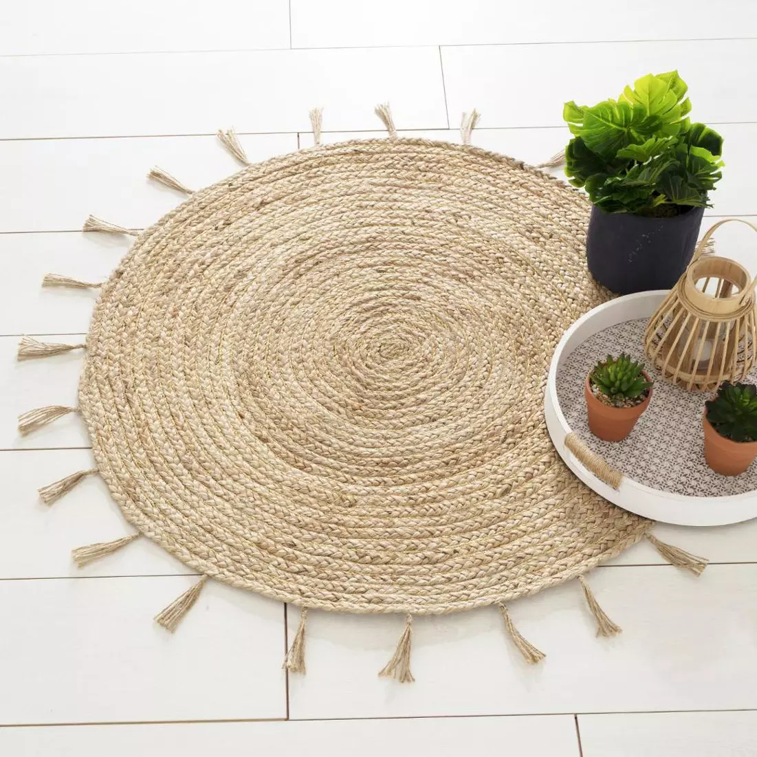 Juteteppich (D80 cm) Lurex Cosy Beige 1