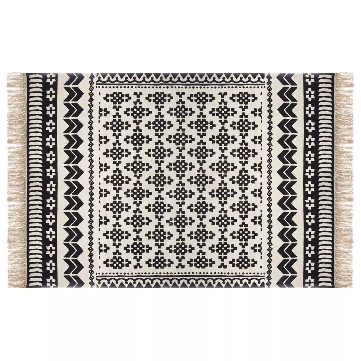 Tapis coton (170 cm) Delhi Noir et blanc 5