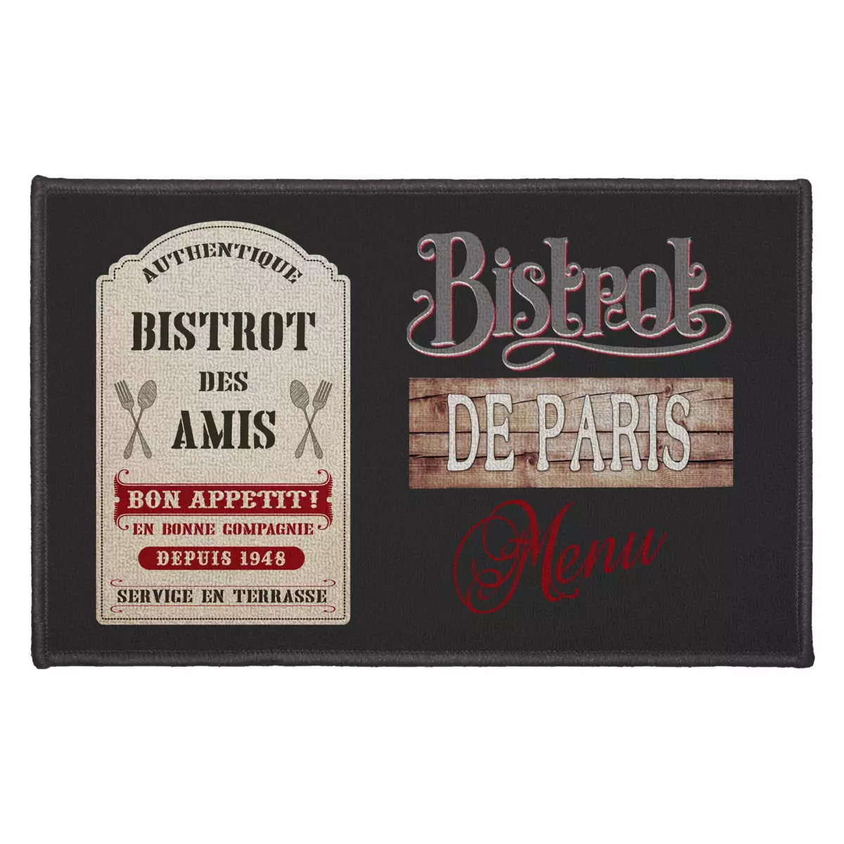 Tapis de cuisine (80 cm) Bistrot des amis Rouge 1