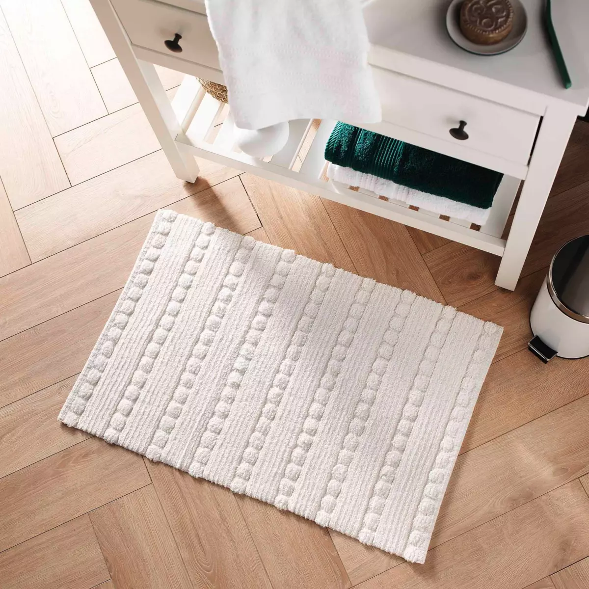 Tappeto da bagno in cotonee (80 cm) Cleonis Bianco
