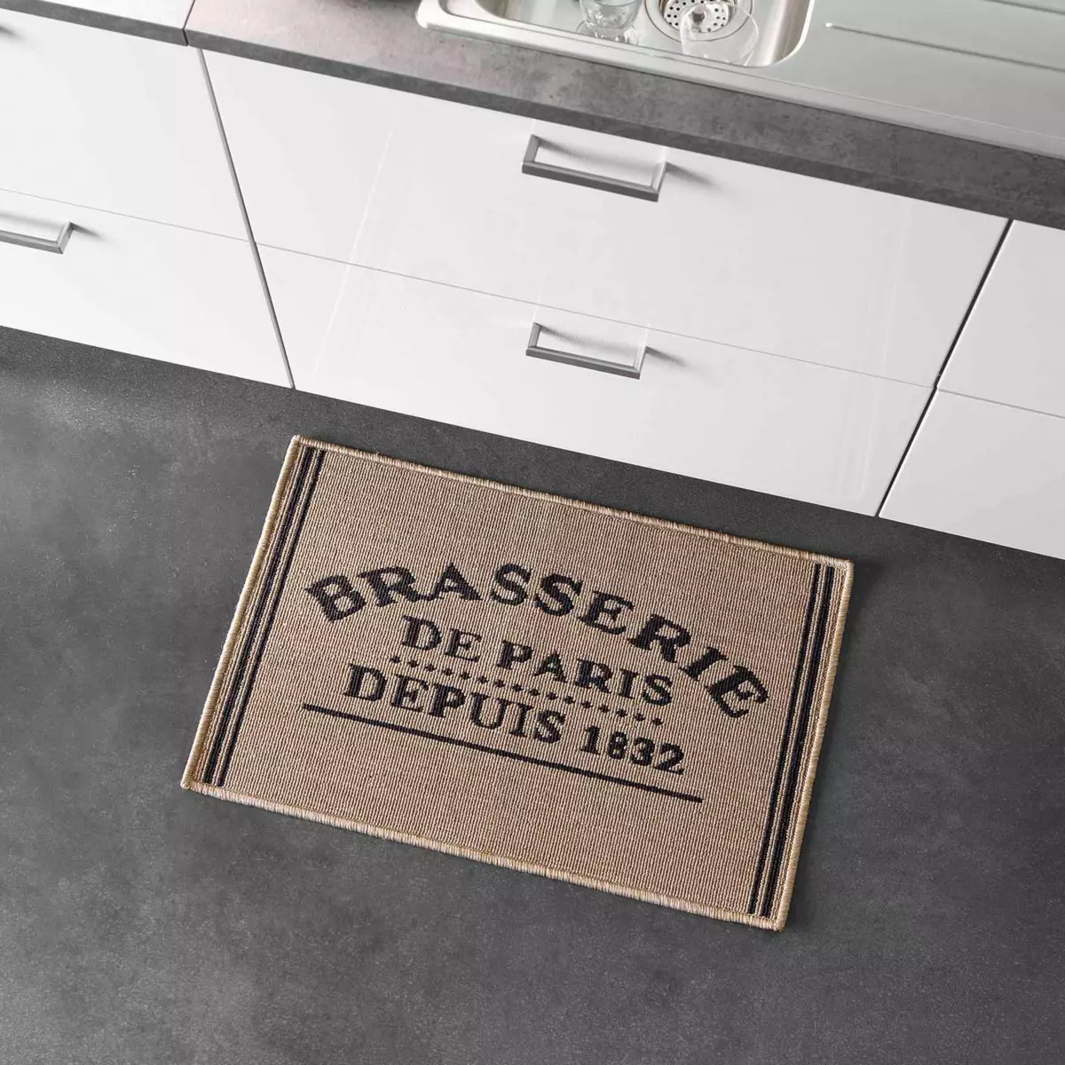 Tapis de cuisine (80 cm) Troquet Beige