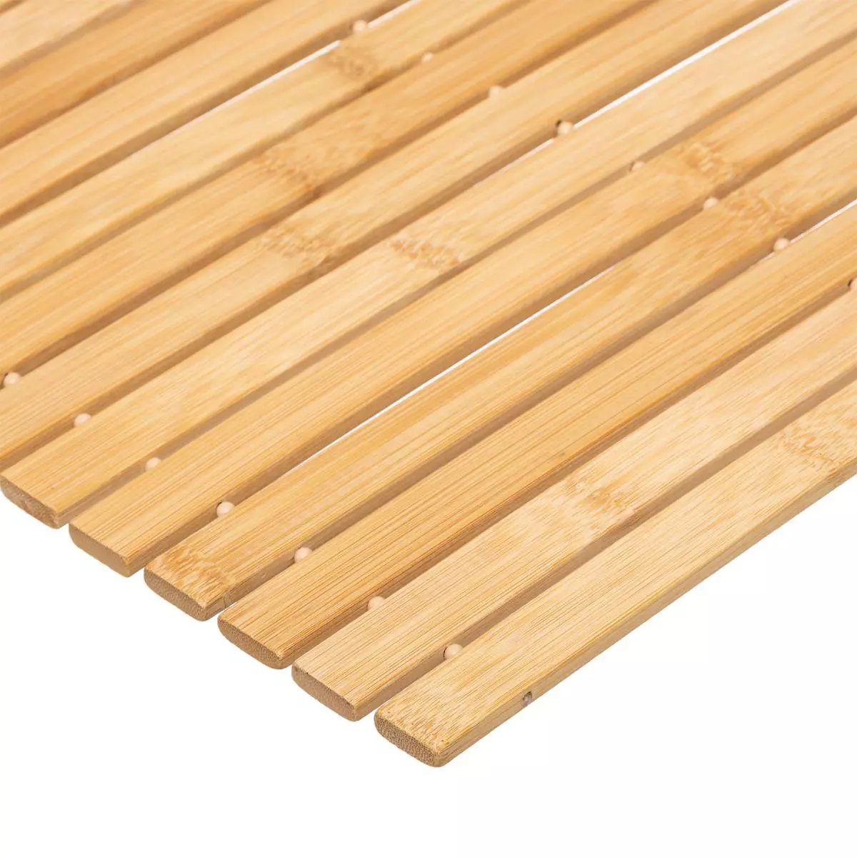 Tapis de bain caillebotis à rouler bambou (60 x 40 cm) Leo Beige 2