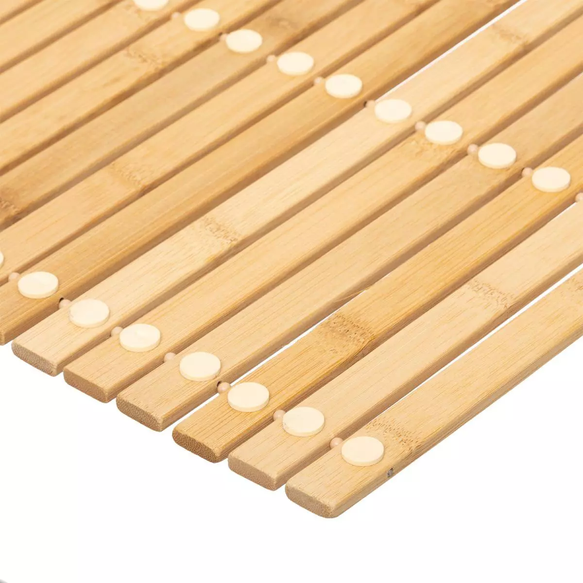 Tapis de bain caillebotis à rouler bambou (60 x 40 cm) Leo Beige 3