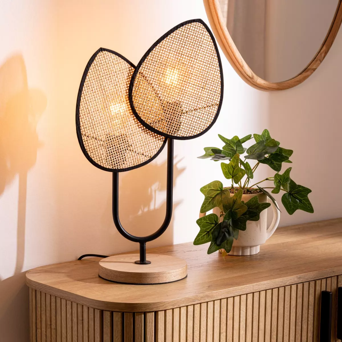 Tafellamp rotan Olme Beige