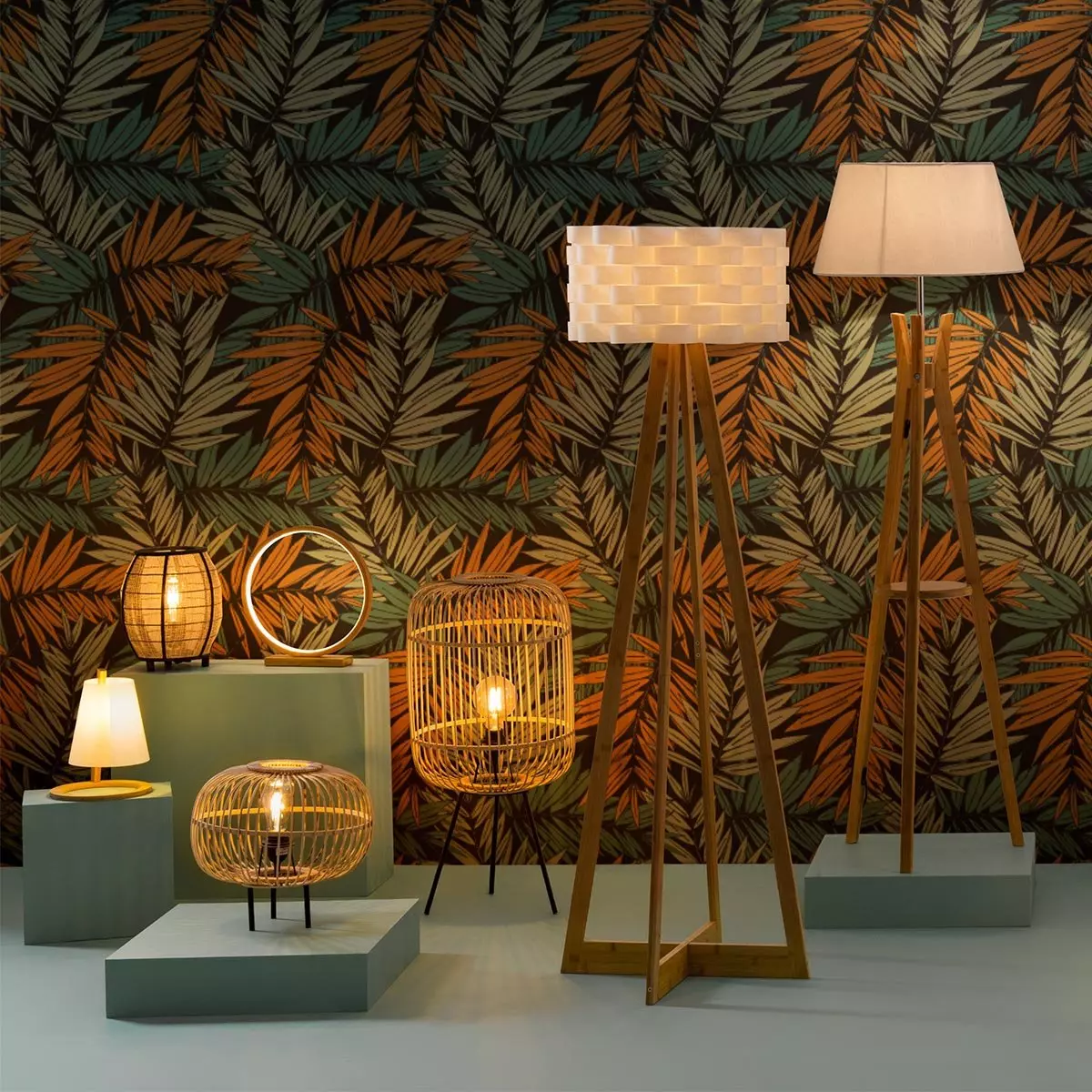 Tischleuchte LED Rund Holz 2