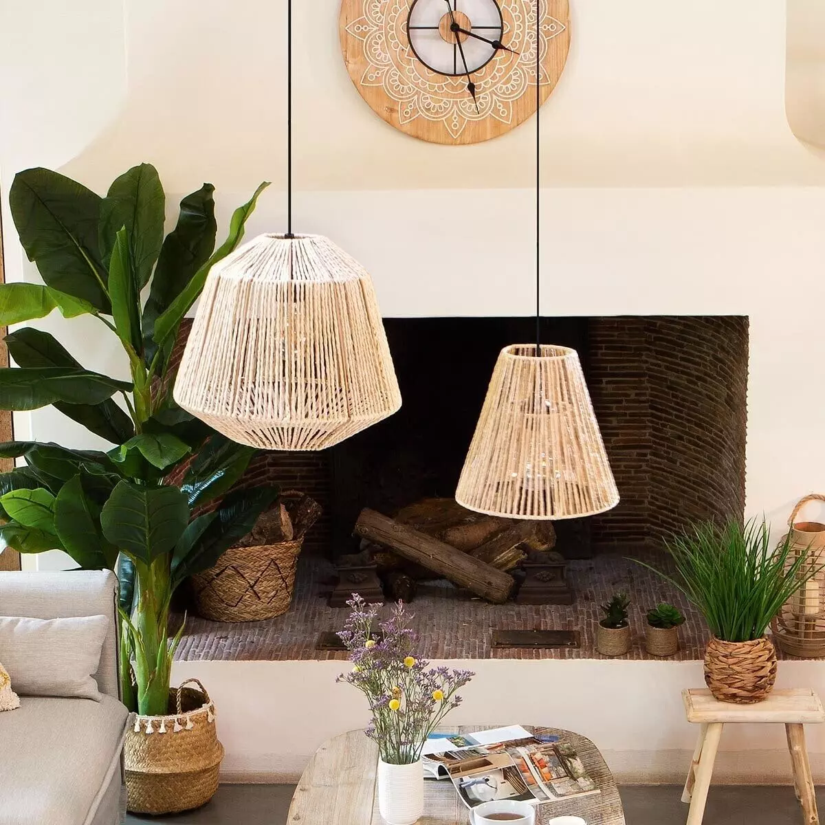 Suspension Corde Ethnik Beige 2