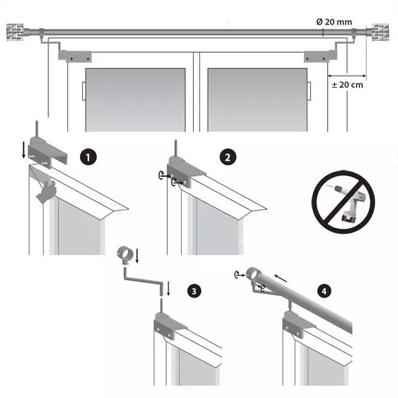 Lot de 2 supports Fix'vit (L180 - D20 mm) Noir 2