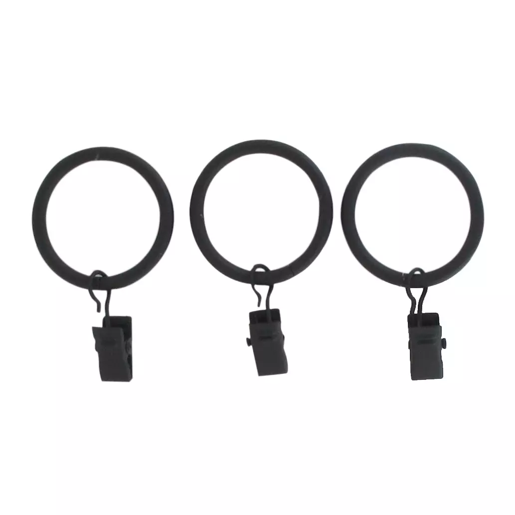 8er Set Vorhangösen mit Clip (D20 mm) Jim mattes Schwarz