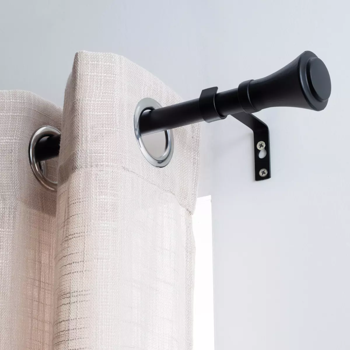 Verlengbare Gordijnroede Kit (L120 - L210 cm/ D19 mm) Brasserie Zwart mat