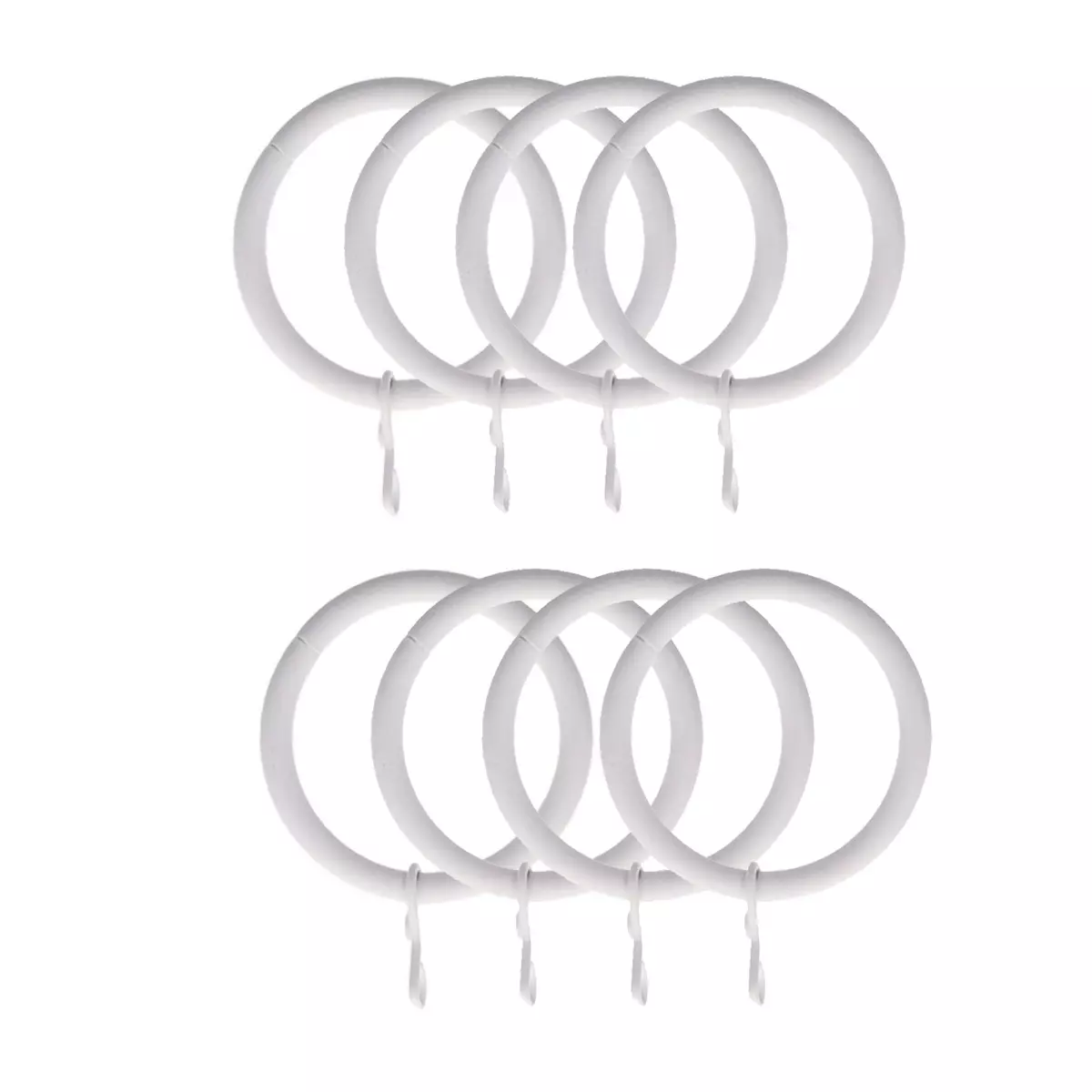 Set di 8 anelli per bastone per tenda (D28 mm) Lino Bianco opaco 1