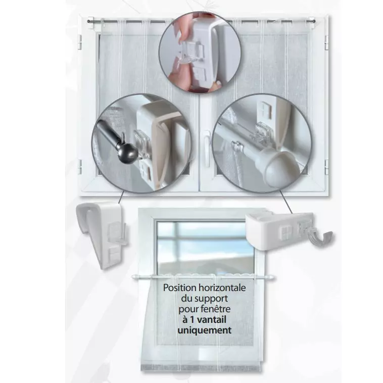 Lot de 2 supports tringle Clip Blanc 3