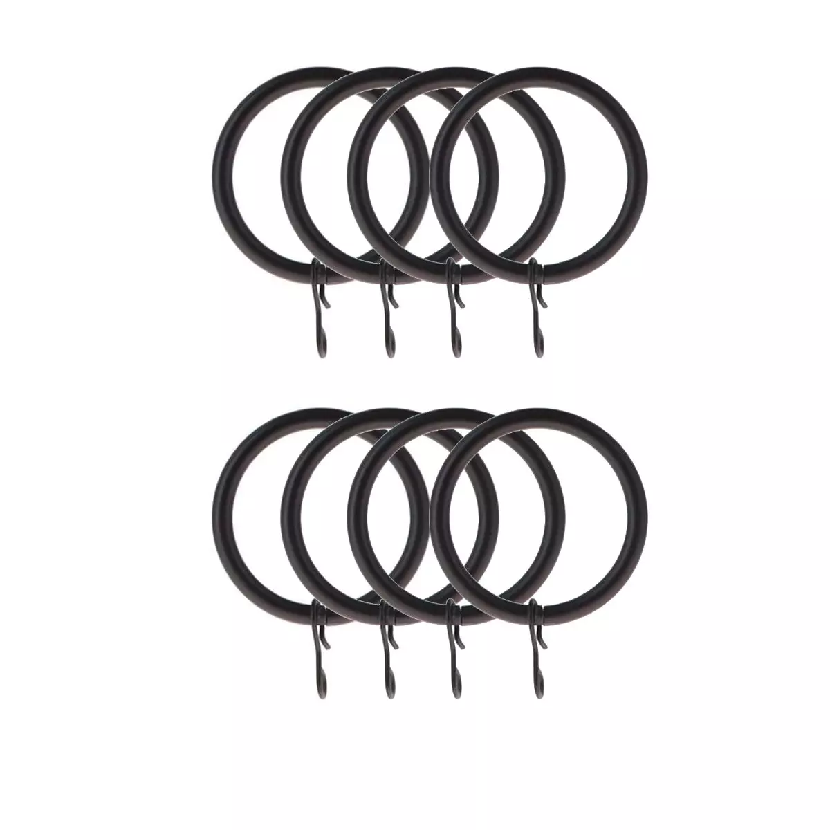 Lot de 8 anneaux tringle rideau (D28 mm) Lino Noir mat 1