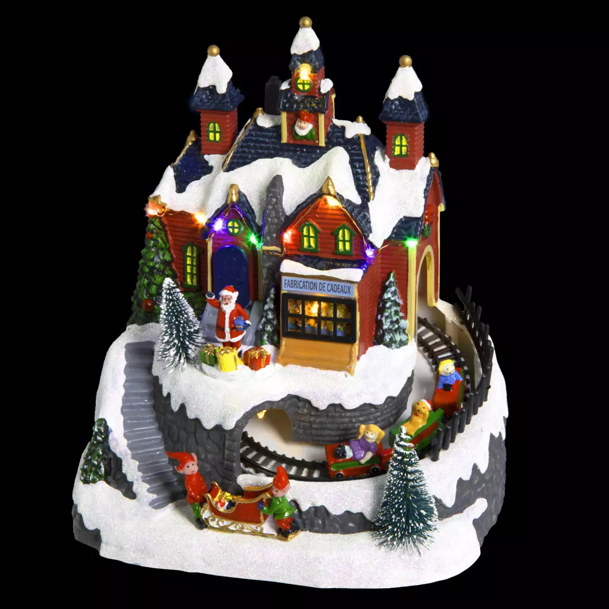 Villaggio di Natale luminoso Bottega e trenino di Natale luminoso e musicale a pile 3