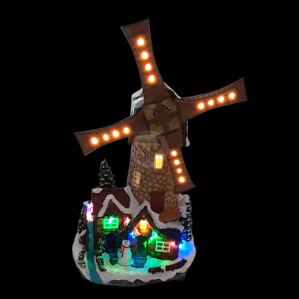 Windmühle mit Beleuchtung drehend, batteriebetrieben 2