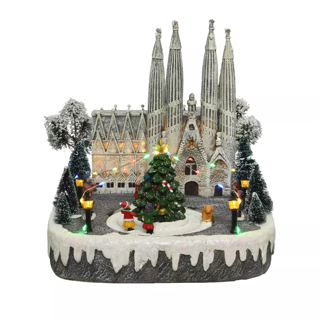 Weihnachtsdorf-Szene mit Beleuchtung & Musik Barcelona 6