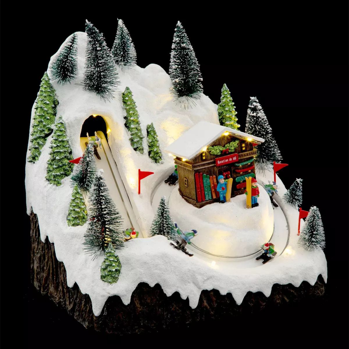 Beleuchtetes Weihnachtsdorf Skipisten
