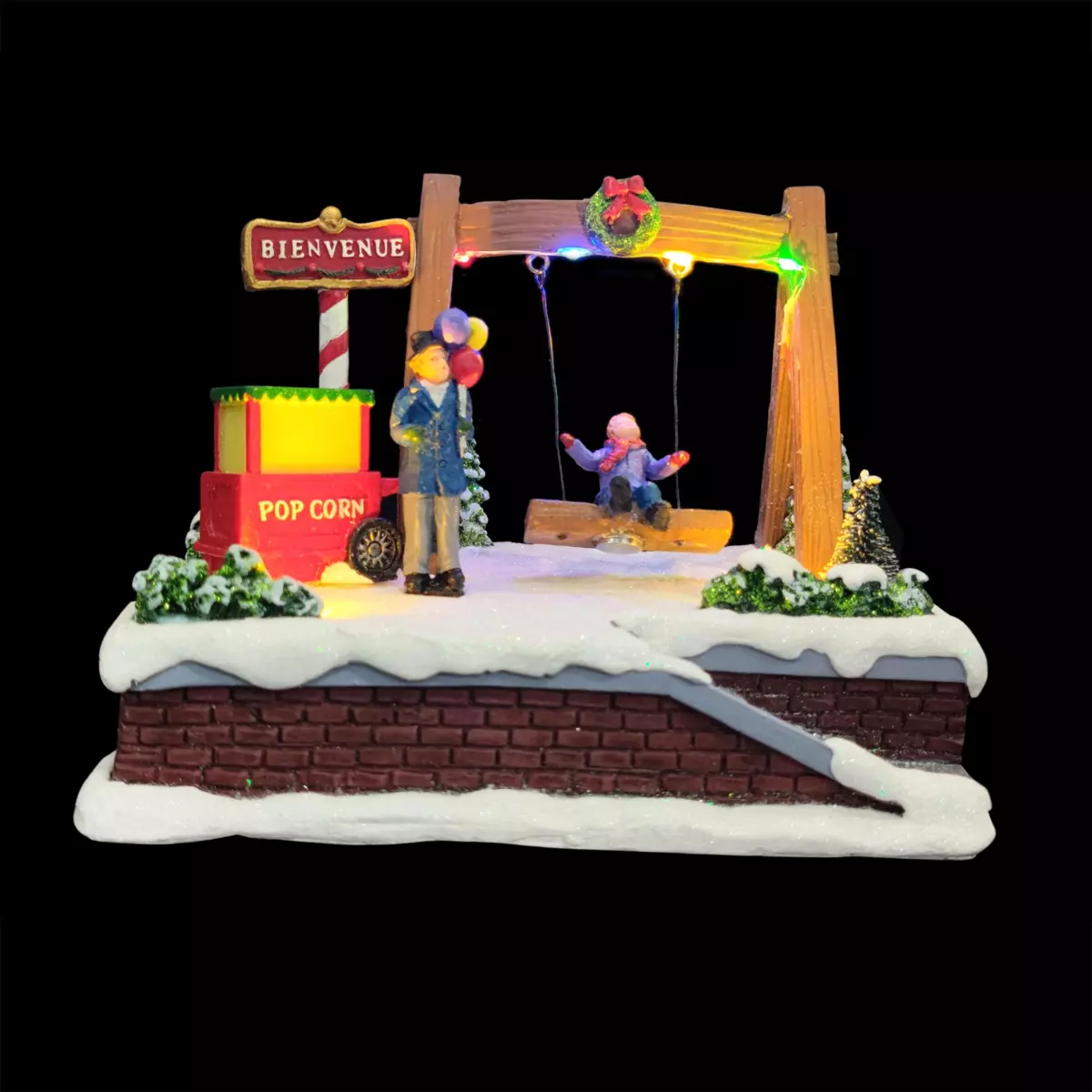 Beleuchtete Weihnachtsdorf-Szene Schaukel batteriebetrieben 1