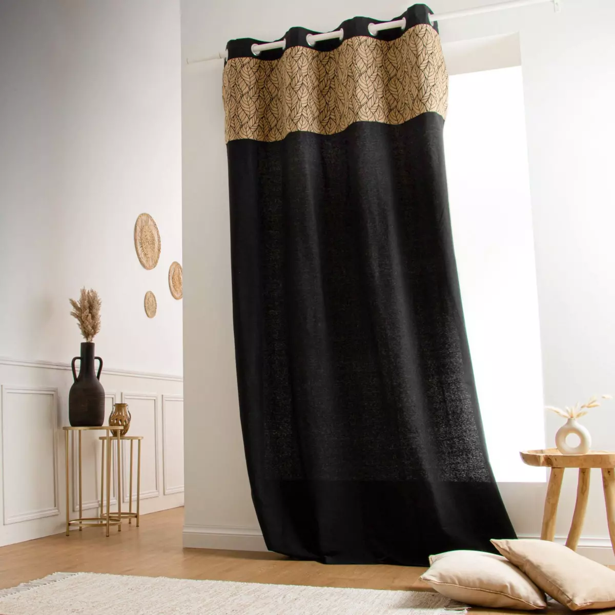 Rideau coton (140 x 240 cm) Kalinda Noir 1