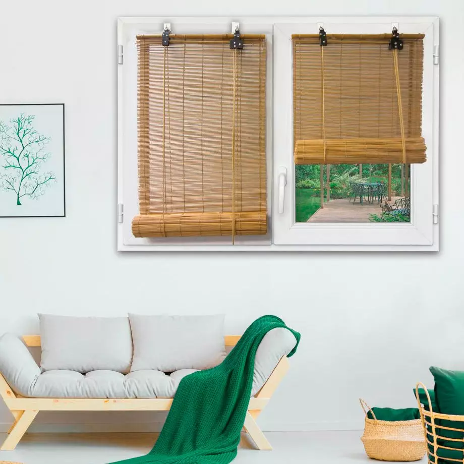 Rolgordijn Bamboestroken (90 x 180 cm) Bambou Naturel 1