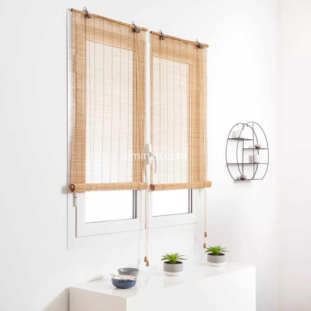 Rolgordijn Bamboestroken (90 x 180 cm) Bambou Naturel 2