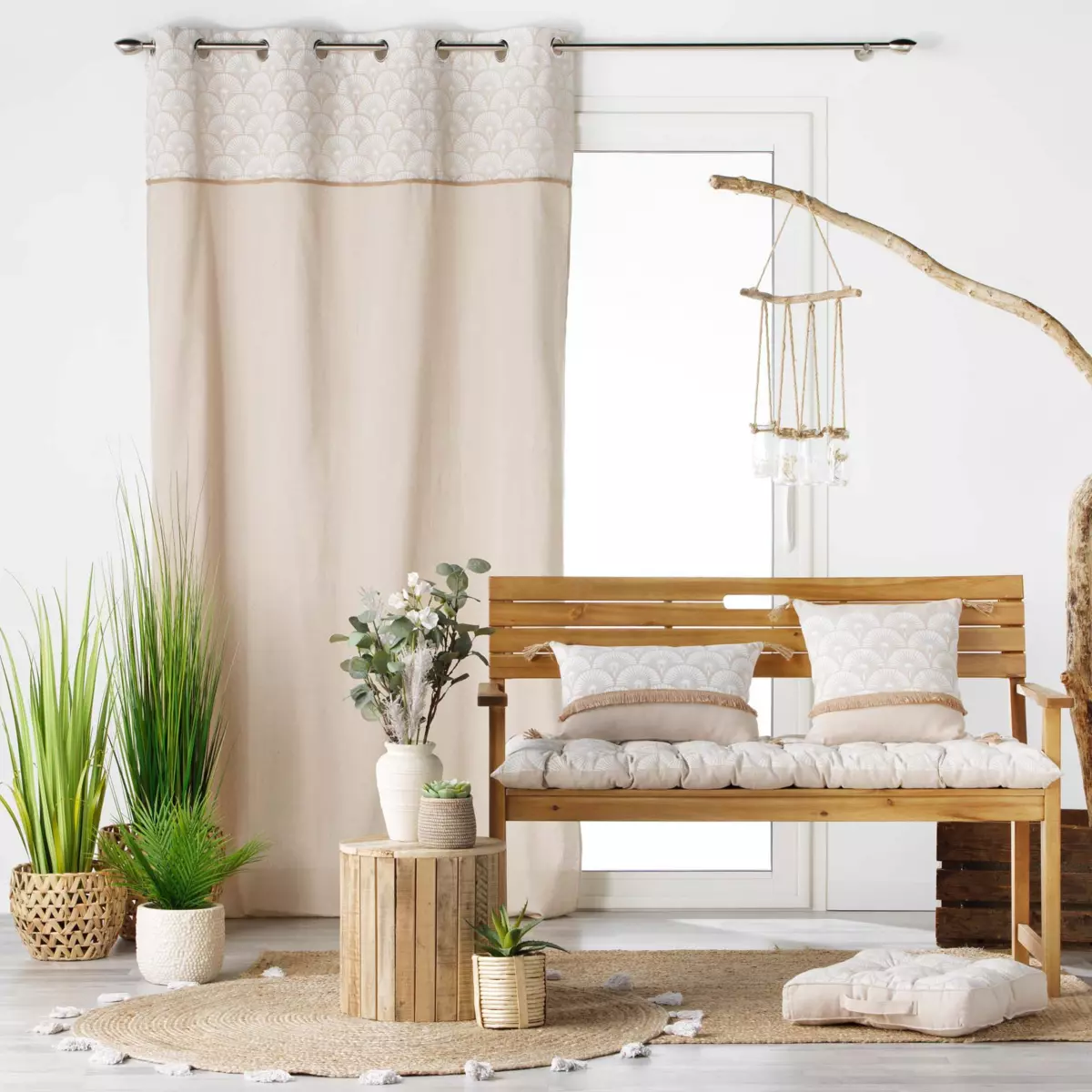 Rideau coton (140 x 240 cm) Bahina Beige 1