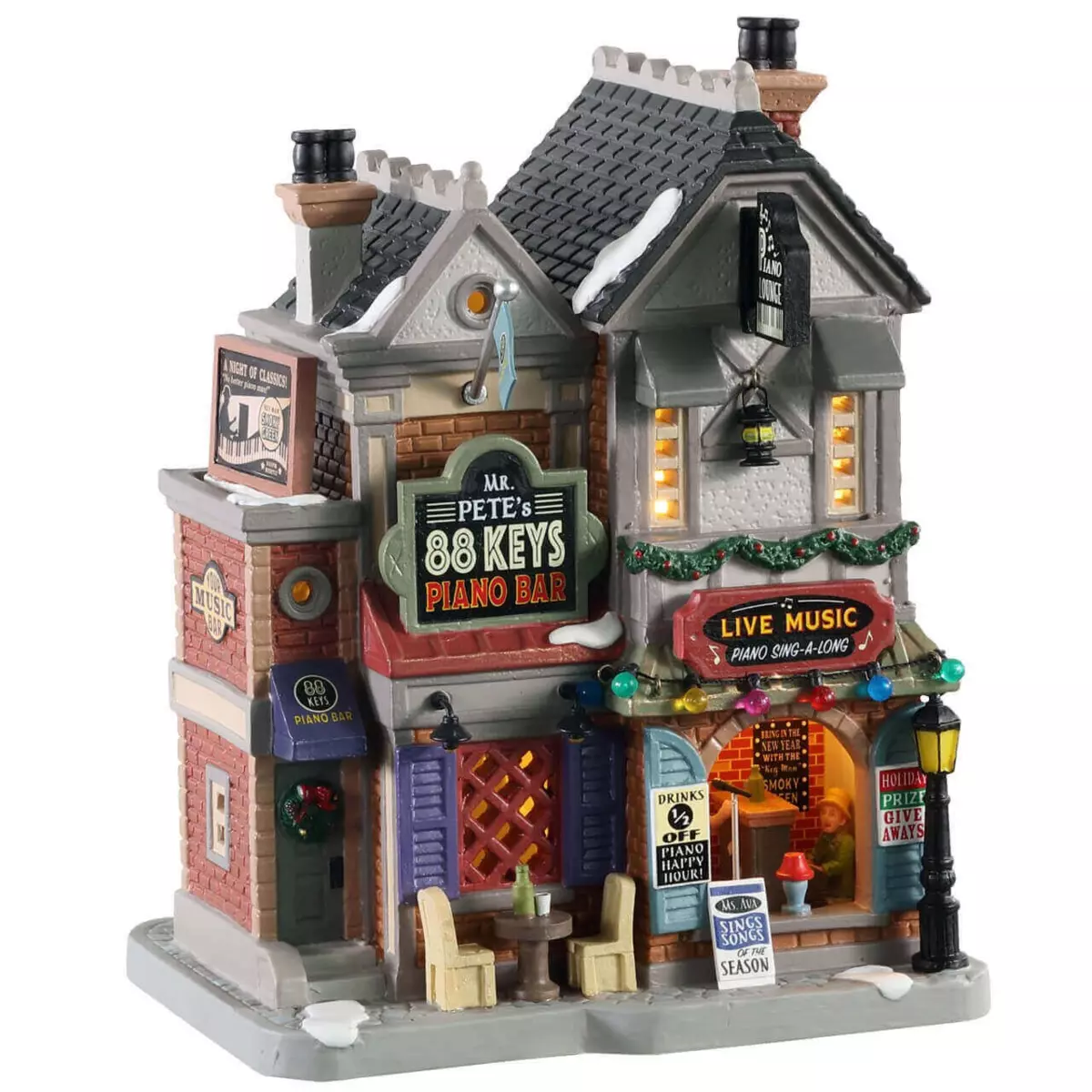 Village de Noël Lemax à piles lumineux Piano-Bar de Mr Pete 1