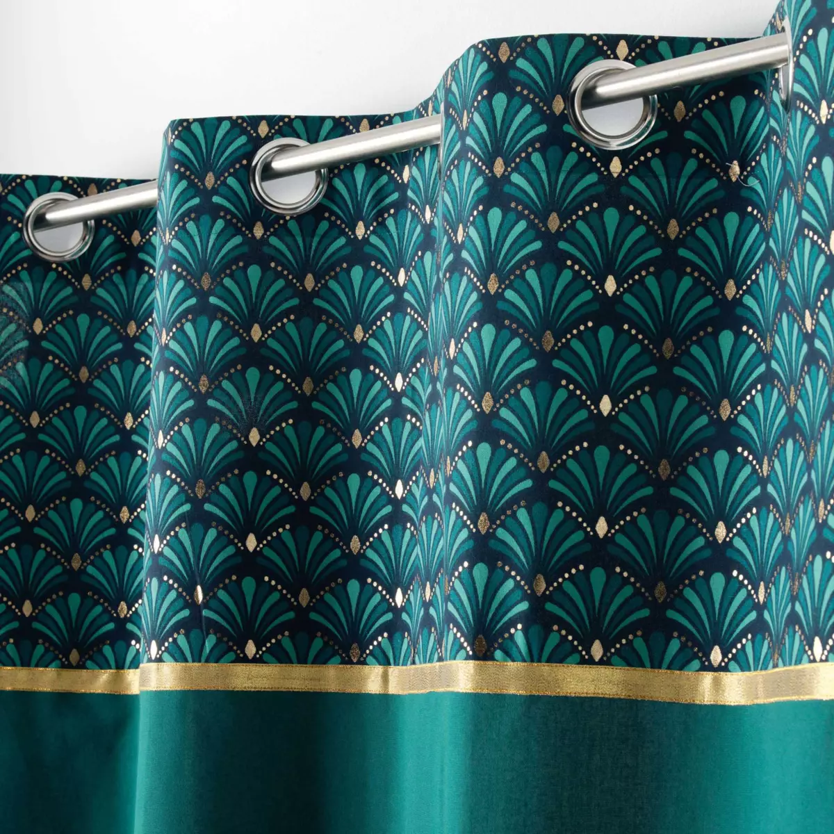 Rideau coton (140 x 240 cm) Artchic Bleu canard 2