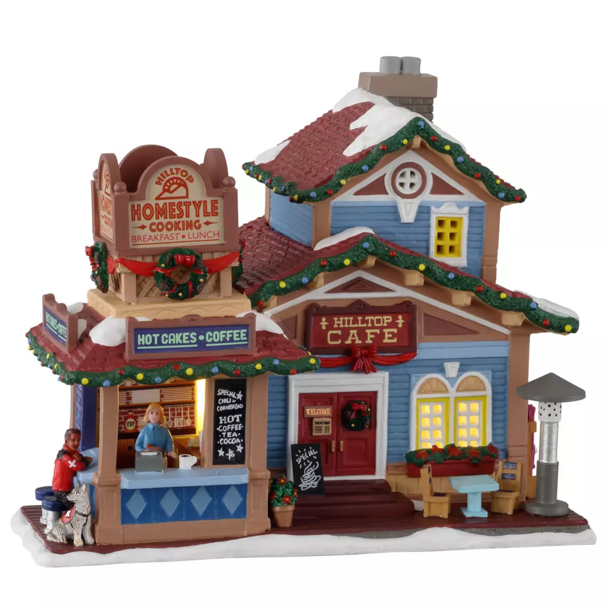 Village de Noël Lemax à piles lumineux Café perché au sommet de la montagne 1