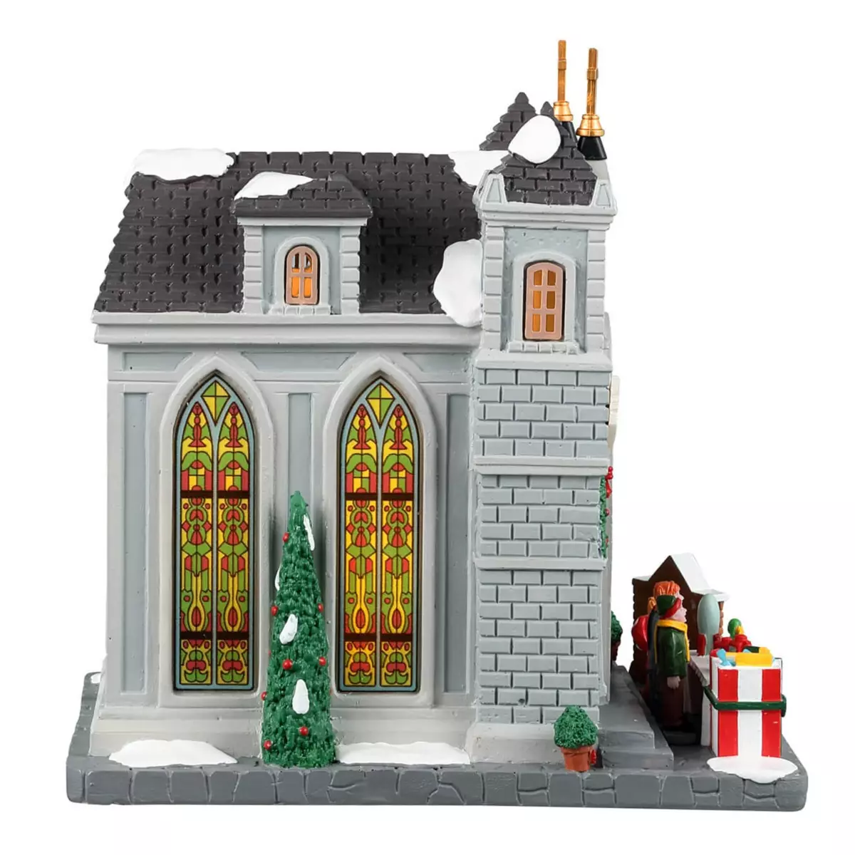 Villagio di Natale Lemax luminoso a pile Chiesa della trinité de Caddington 2