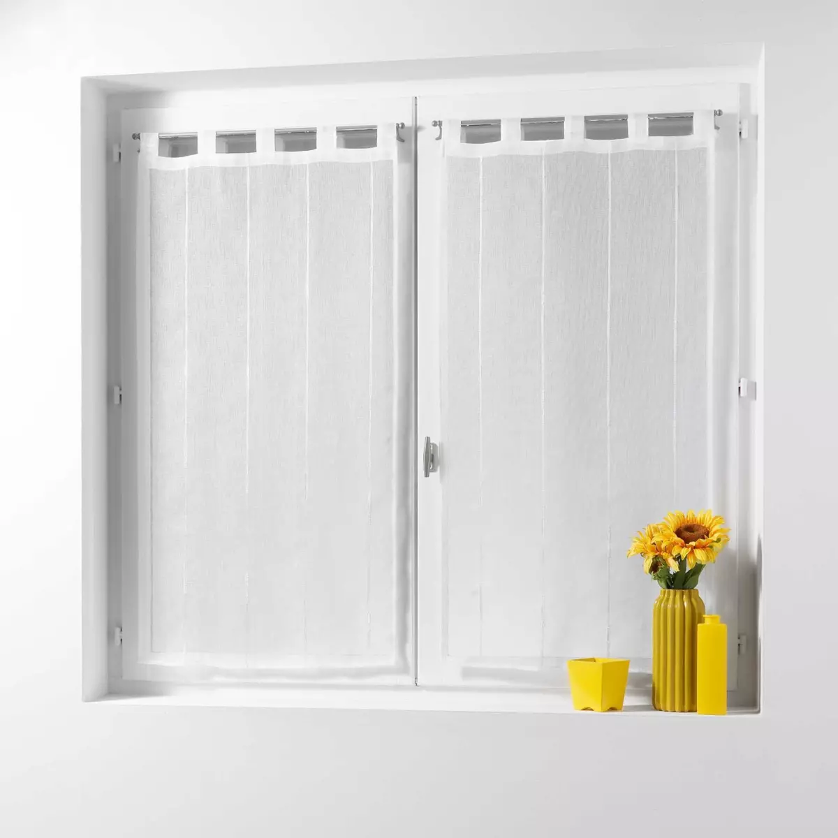 Paire de voilages (60 x 120 cm) Linahe Blanc 1