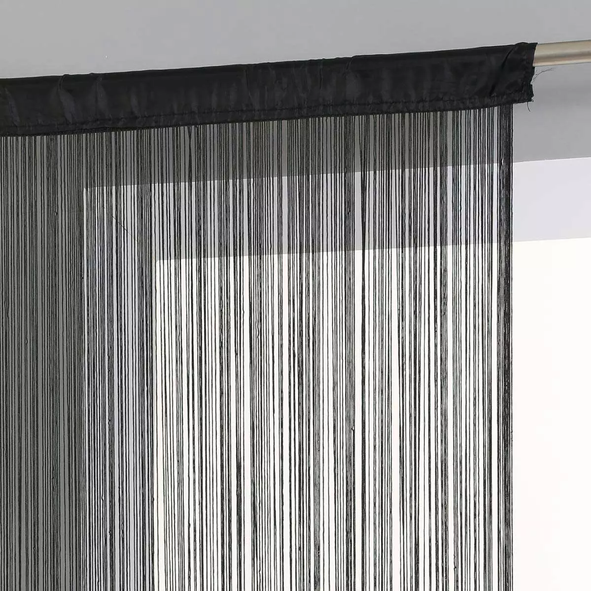 Fadenvorhang (90 x H200 cm) Einfarbig Schwarz 1