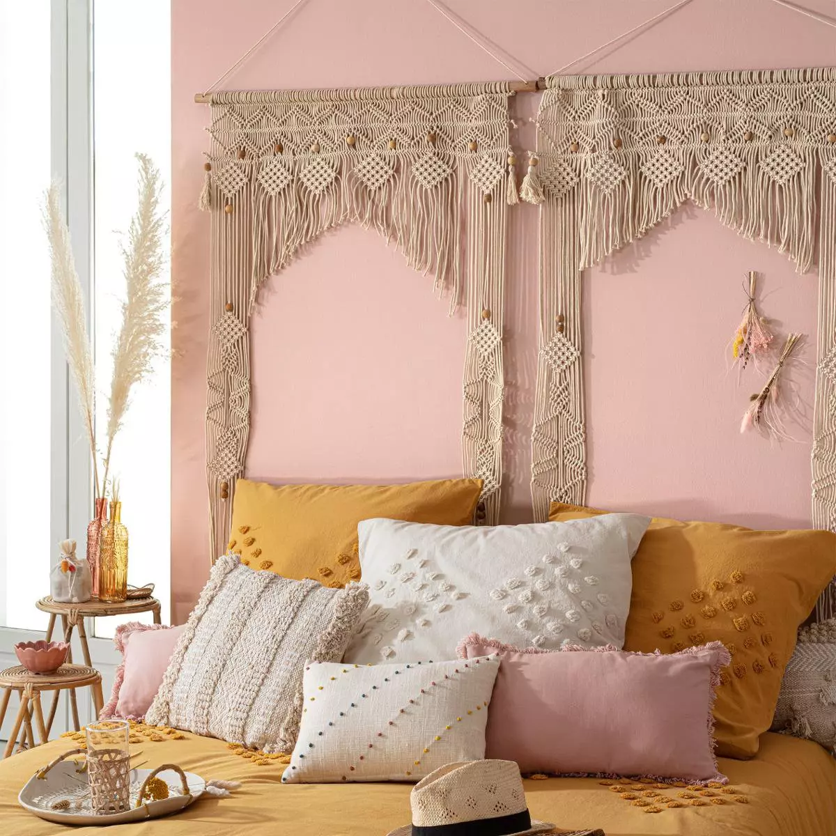 Fadenvorhang aus Makramee (90 x 200 cm) Arche Beige 1