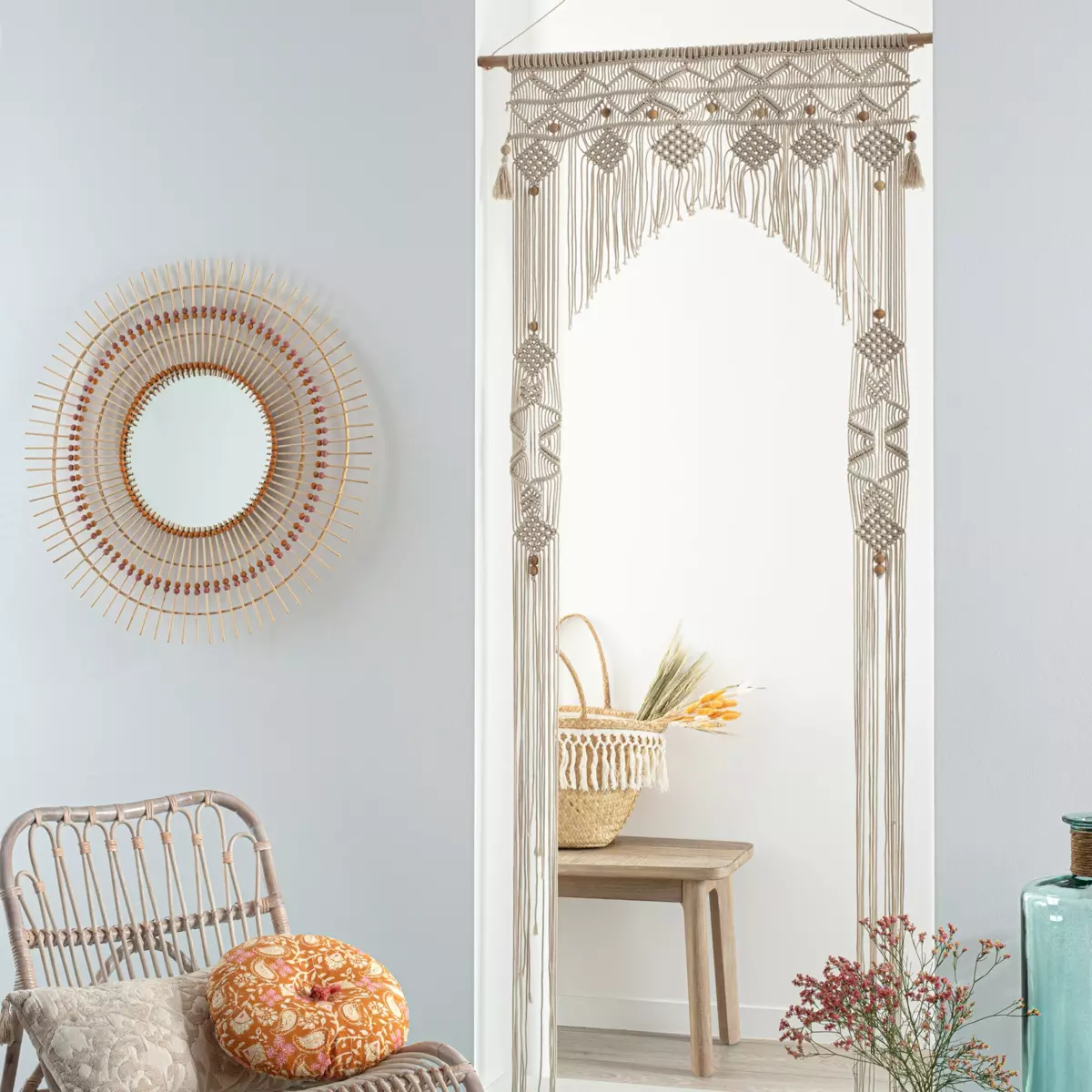 Tenda a fili (90 x 200 cm) Arche macramé Beige 2
