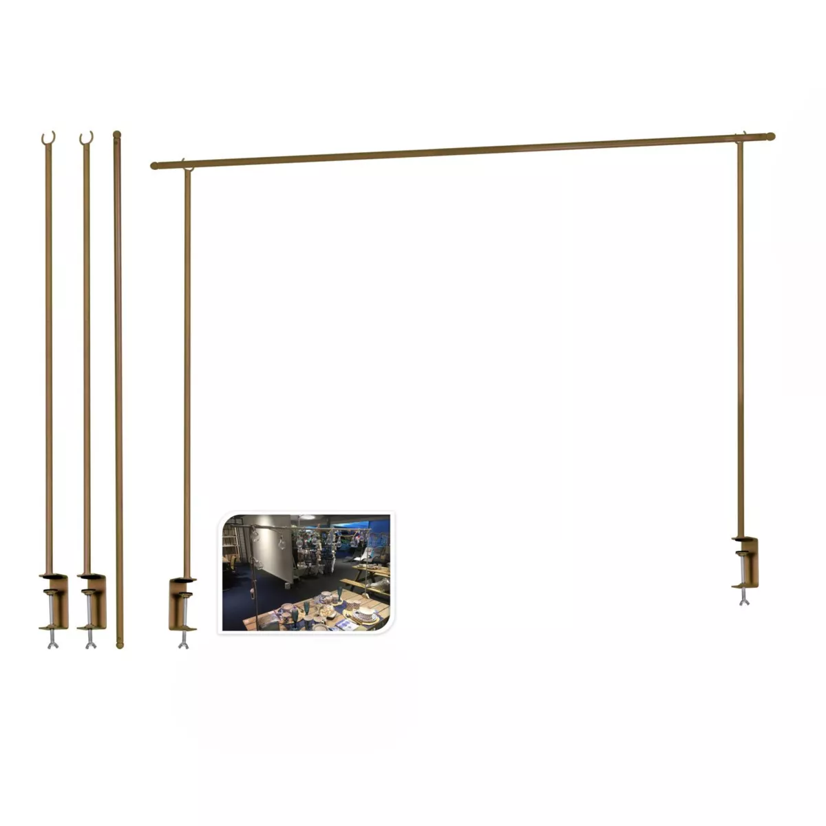 Barre de table réglable (L136 à 250 cm) pour Décoration Or 