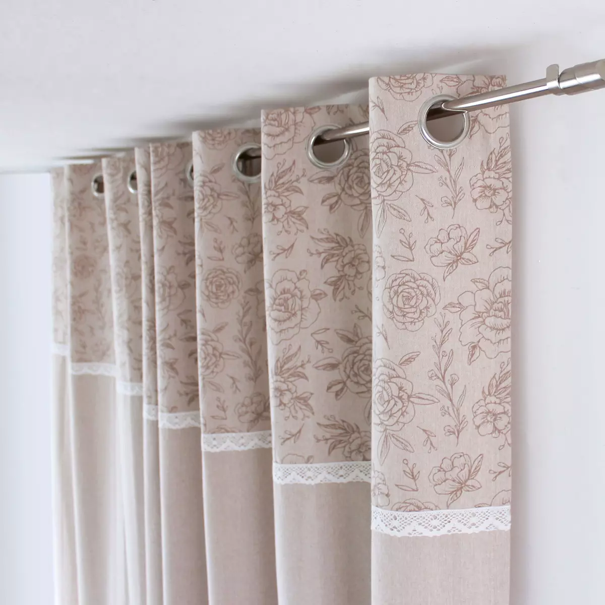 Cortina semi opaca de algodón reciclado (140 x 240 cm) Rosa Beige 2