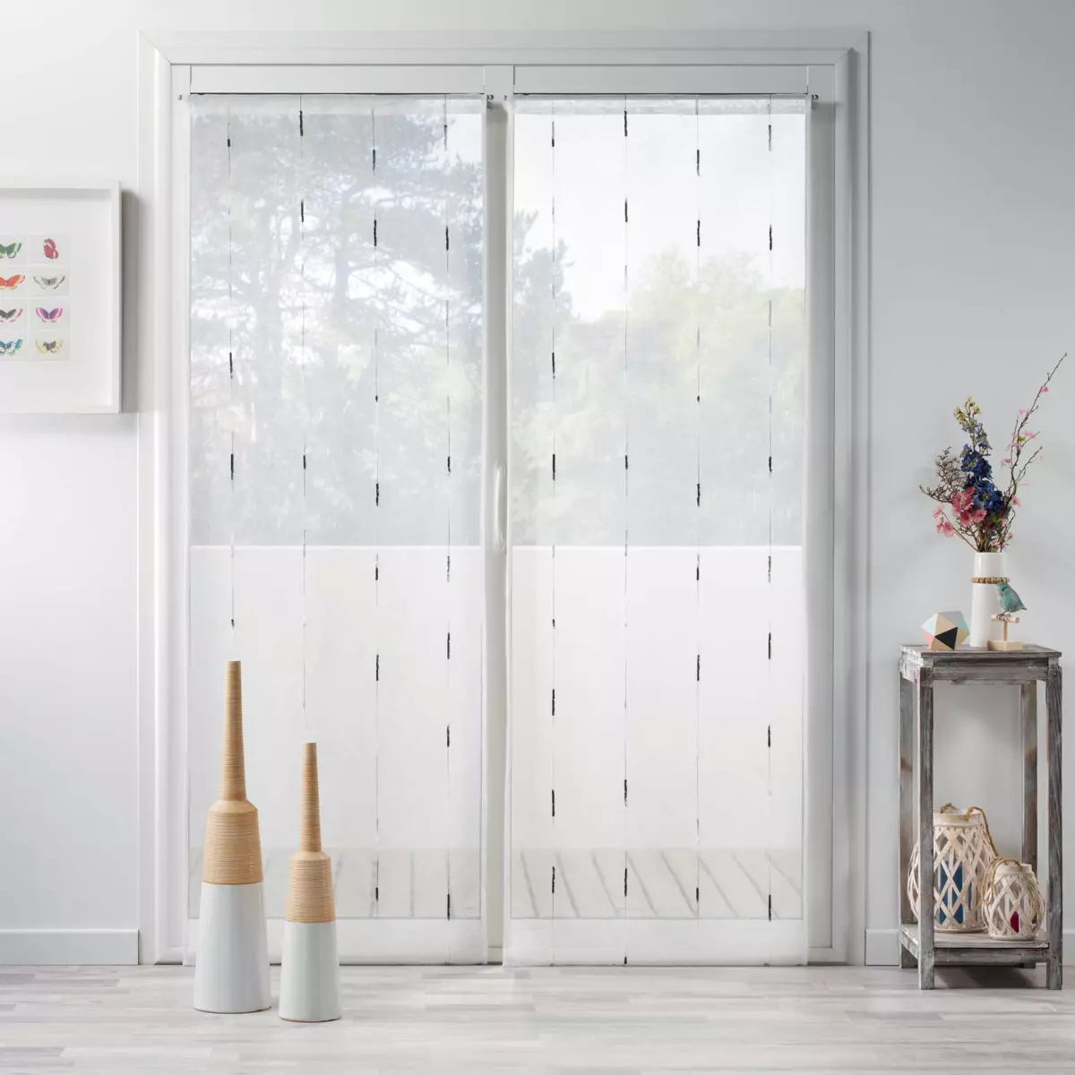 Paire de voilages (70 x 240 cm) Chenilla Gris 1