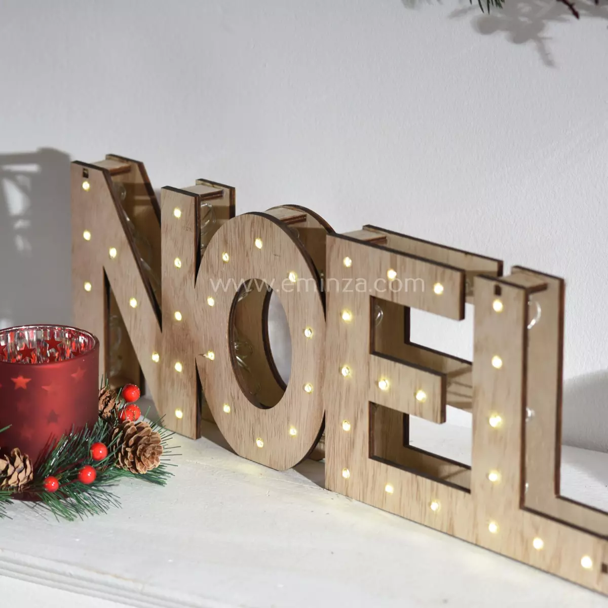 Lettres lumineuses à piles "Noël" Blanc chaud 41 LED 1