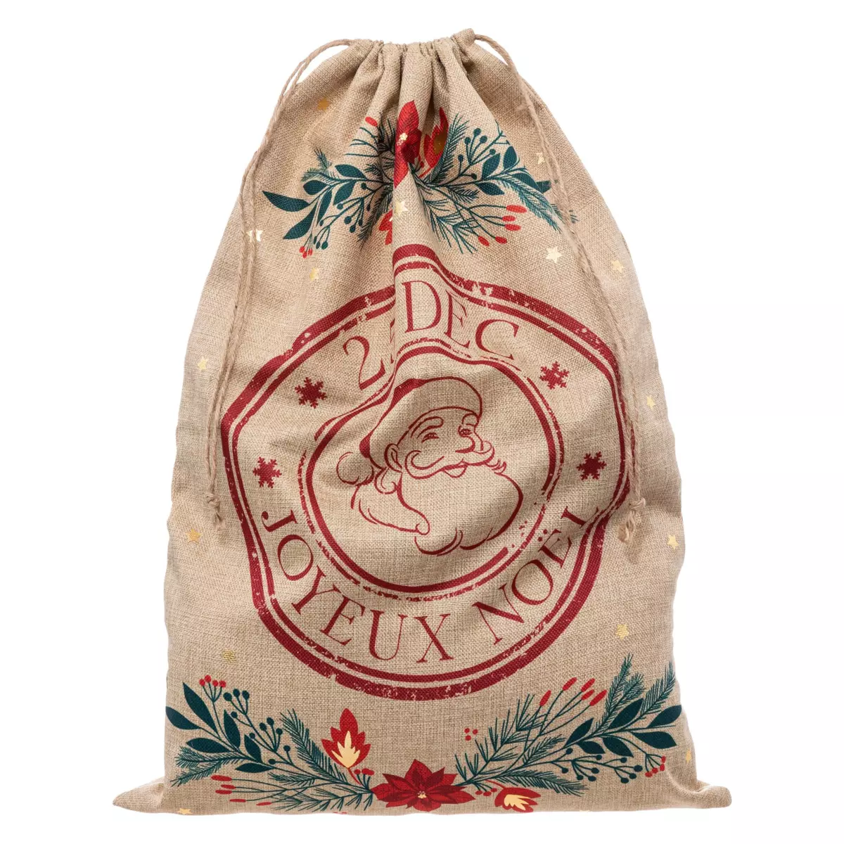 Sac cadeau H70 cm Poinsettia Beige 1