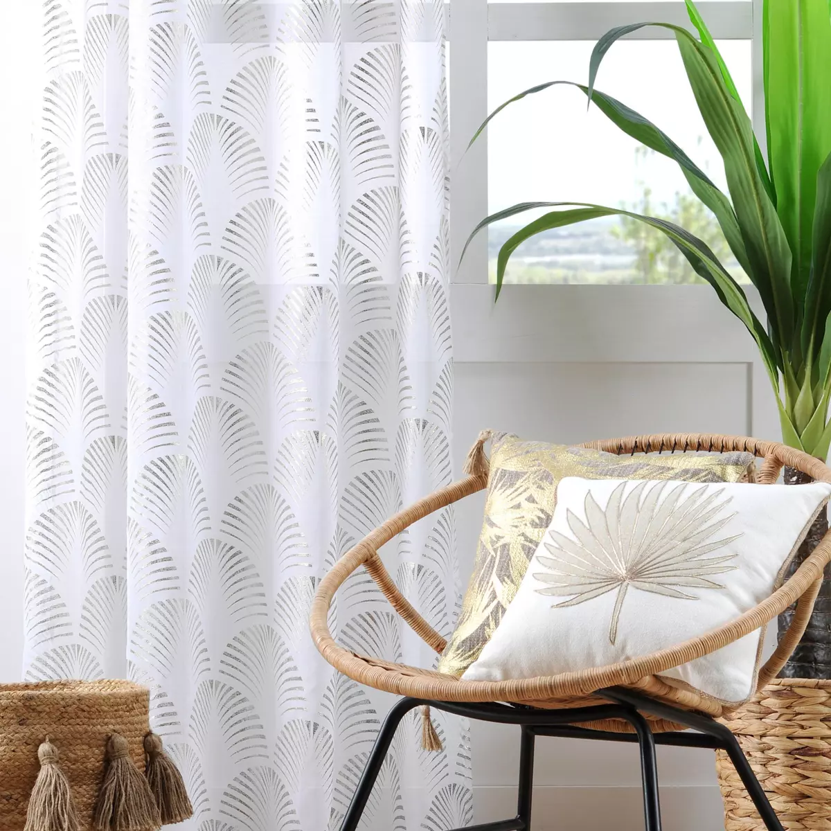 Voilage (140 x 260 cm) Maldives Argent 1